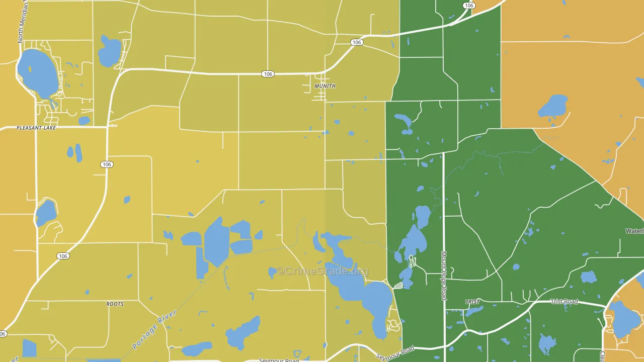 Munith, MI Map of Burglary Rates