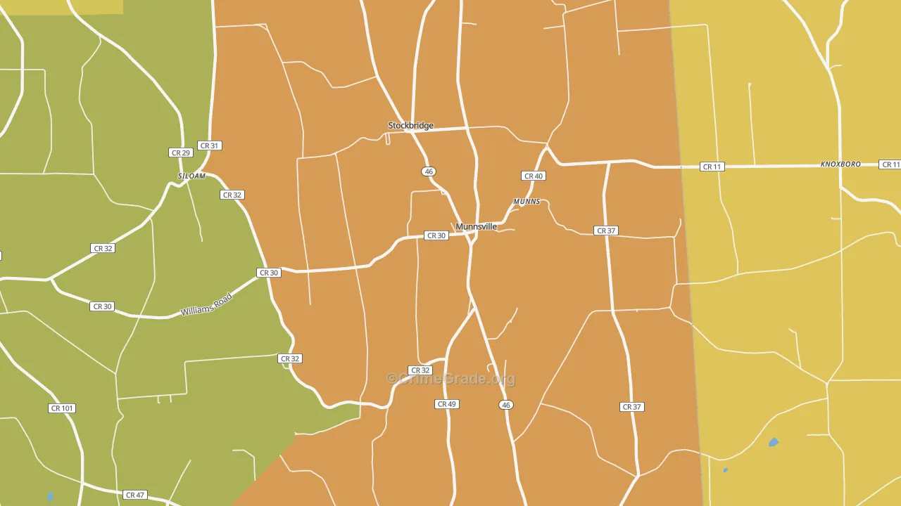 Munnsville, NY Map of Burglary Rates