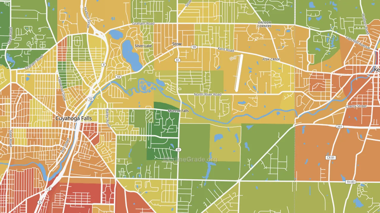 Munroe Falls, OH Map of Burglary Rates
