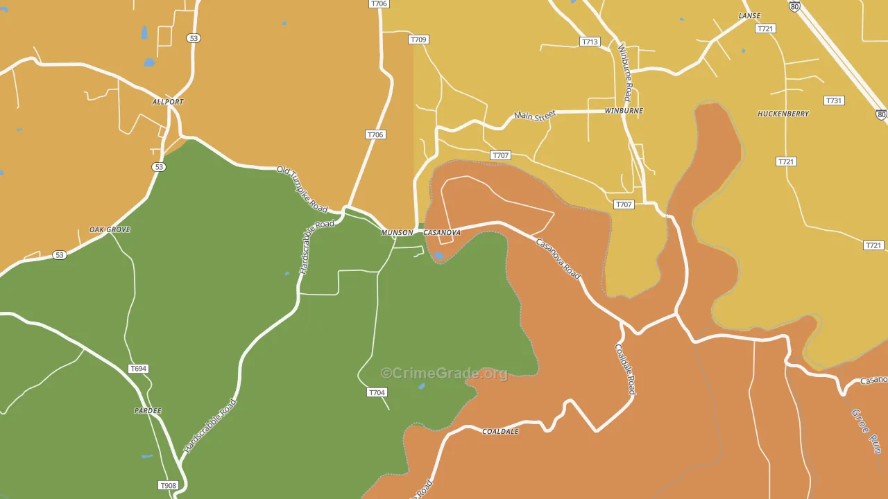 Munson, PA Map of Burglary Rates
