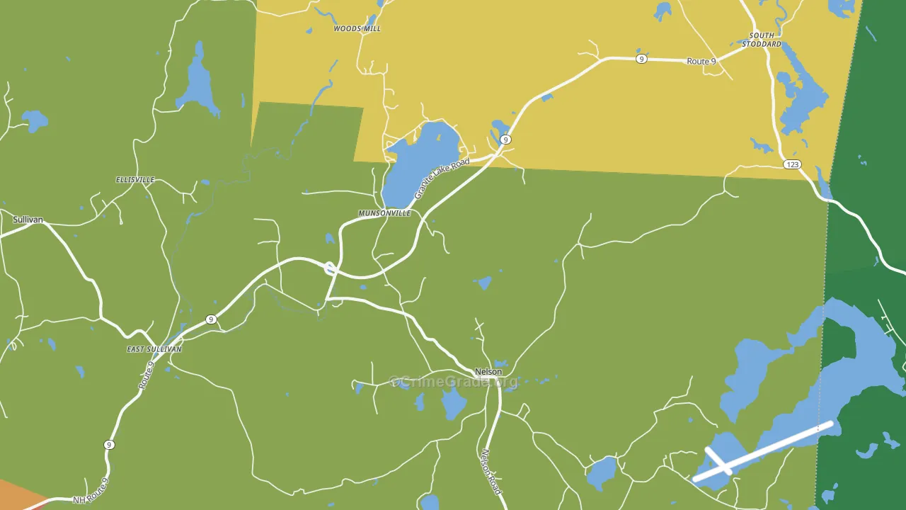 Munsonville, NH Map of Burglary Rates
