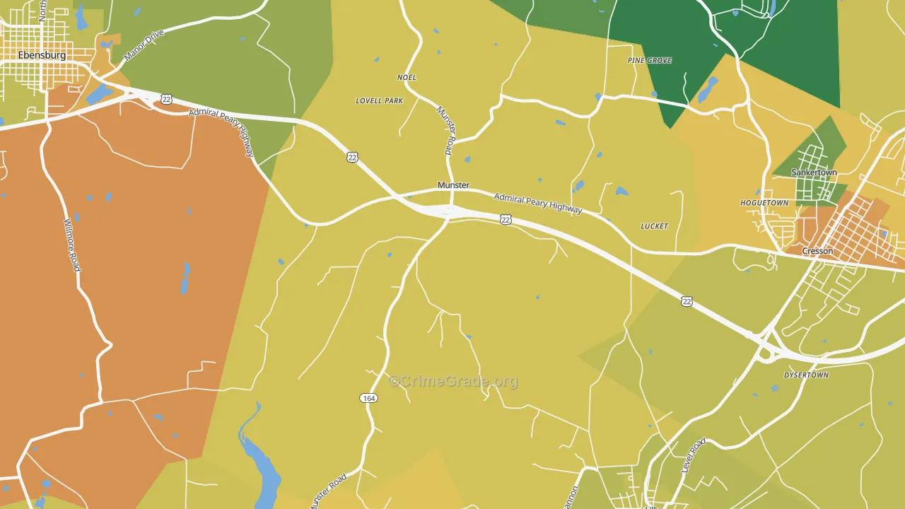 Munster, PA Map of Burglary Rates