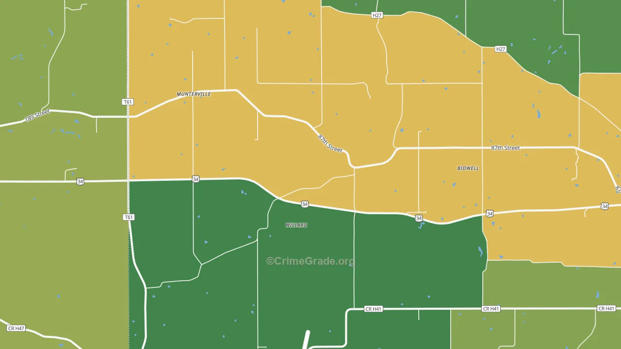 Munterville, IA Map of Burglary Rates