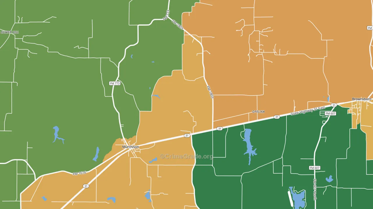 Murchison, TX Map of Burglary Rates