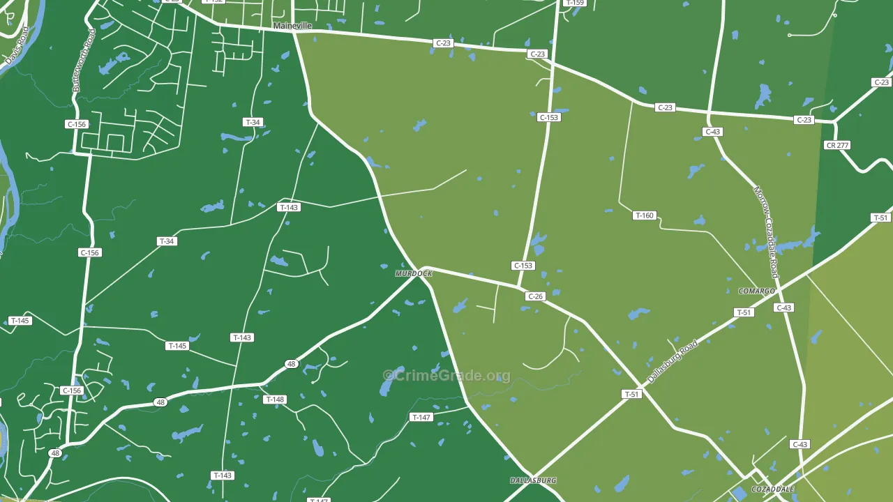 Murdock, OH Map of Burglary Rates