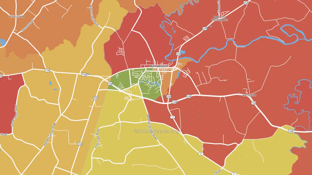 Murfreesboro, NC Map of Burglary Rates