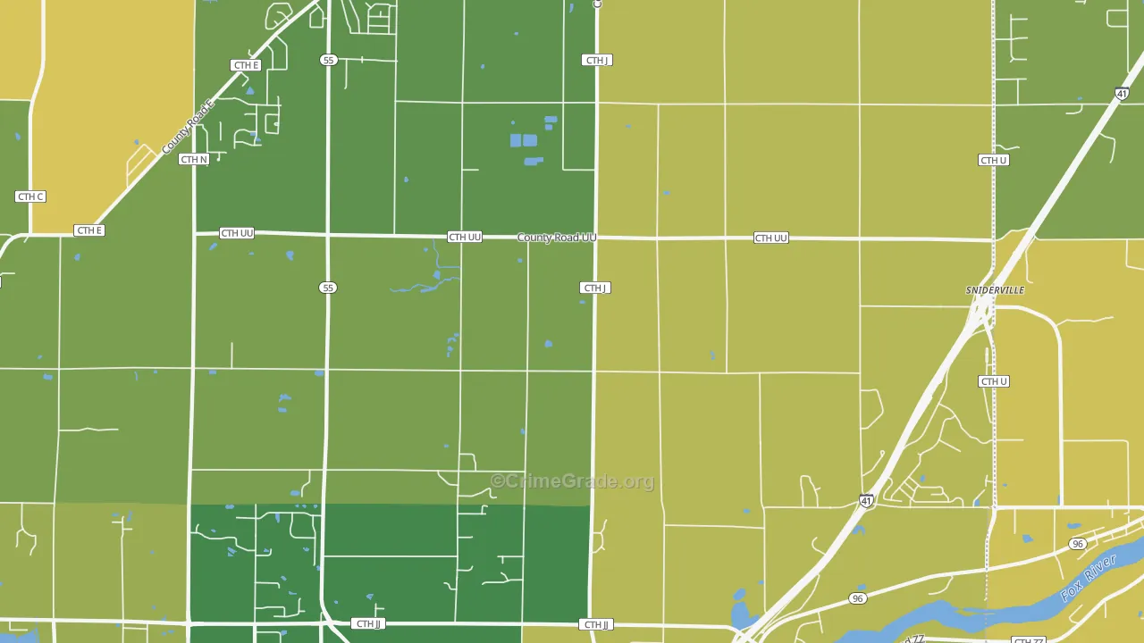 Murphy Corner, WI Map of Burglary Rates