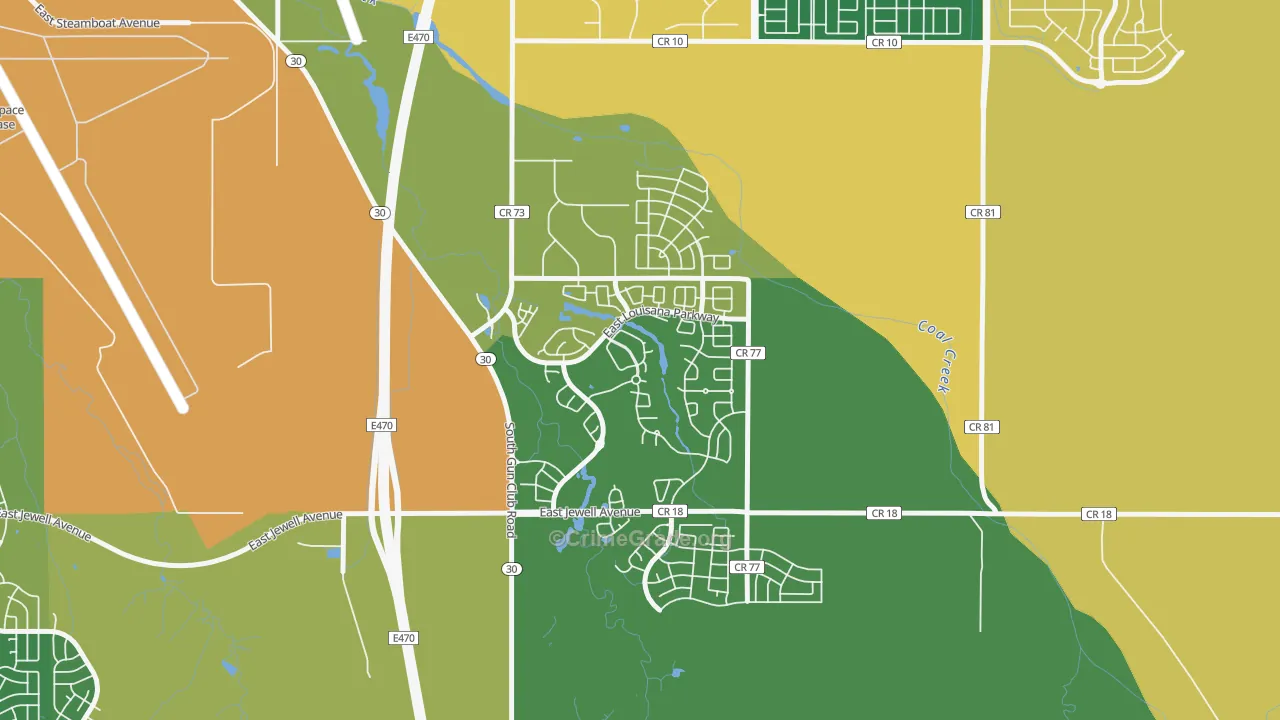 Murphy Creek, Aurora, CO Map of Burglary Rates