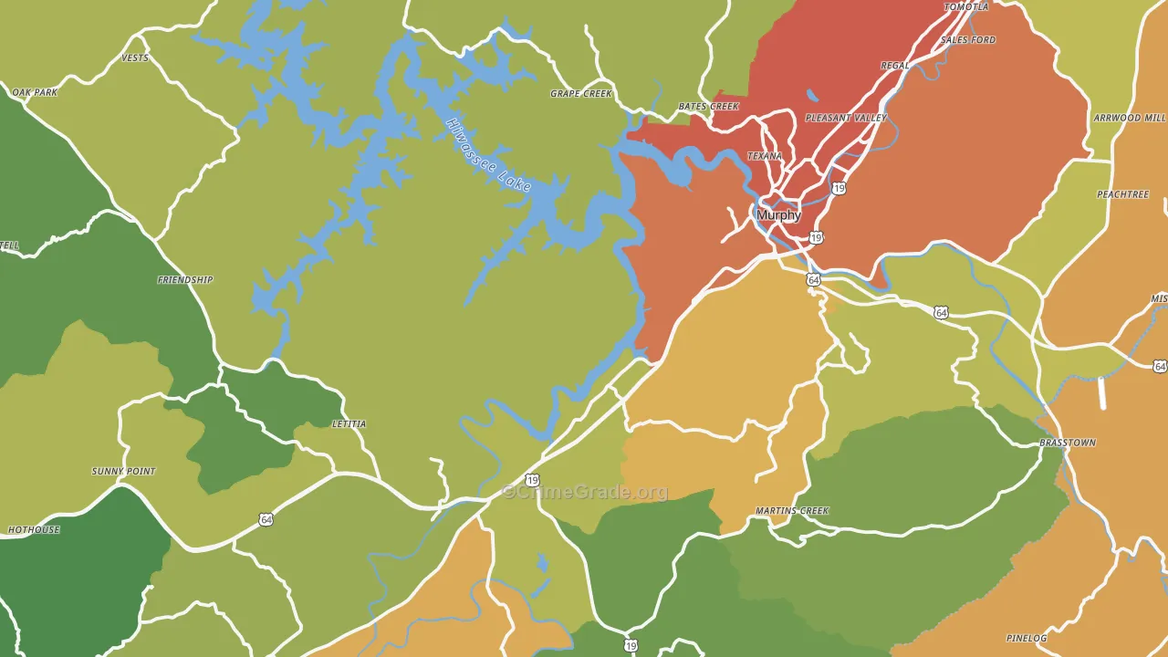 Murphy, NC Map of Burglary Rates