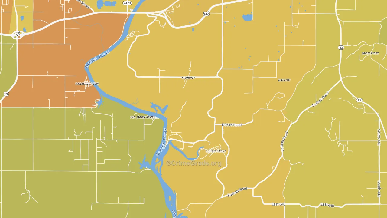 Murphy, OK Map of Burglary Rates