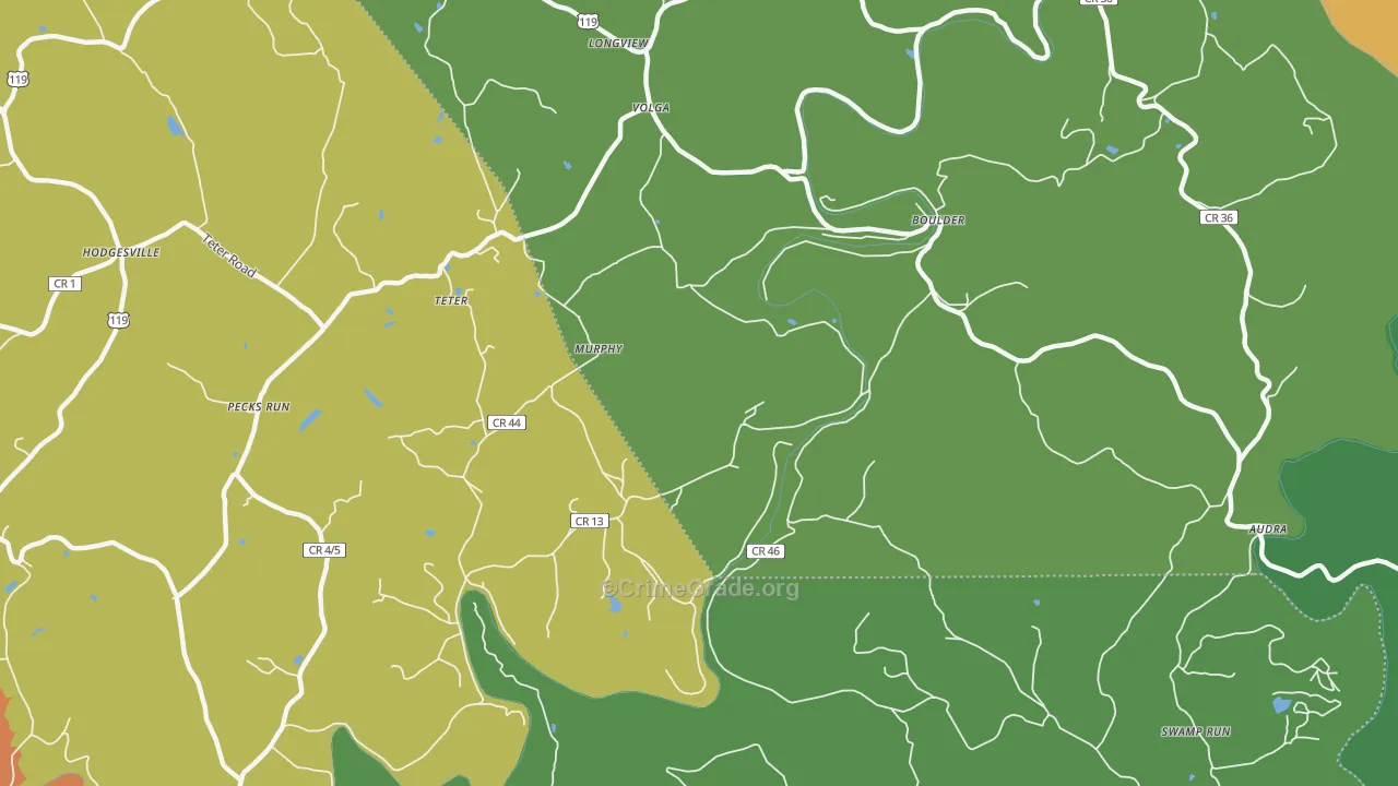 Murphy, WV Map of Burglary Rates