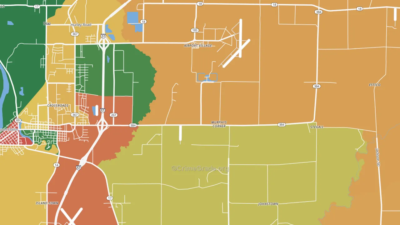 Murphys Corner, AR Map of Burglary Rates