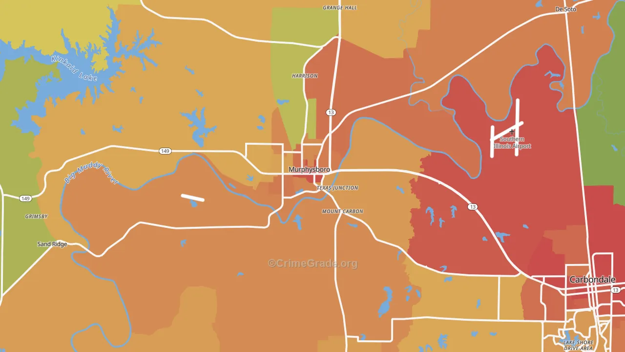 Murphysboro, IL Map of Burglary Rates