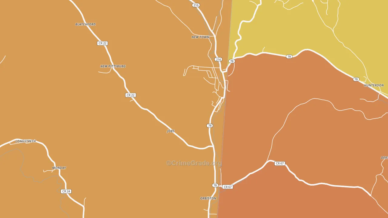 Murray City, OH Map of Burglary Rates