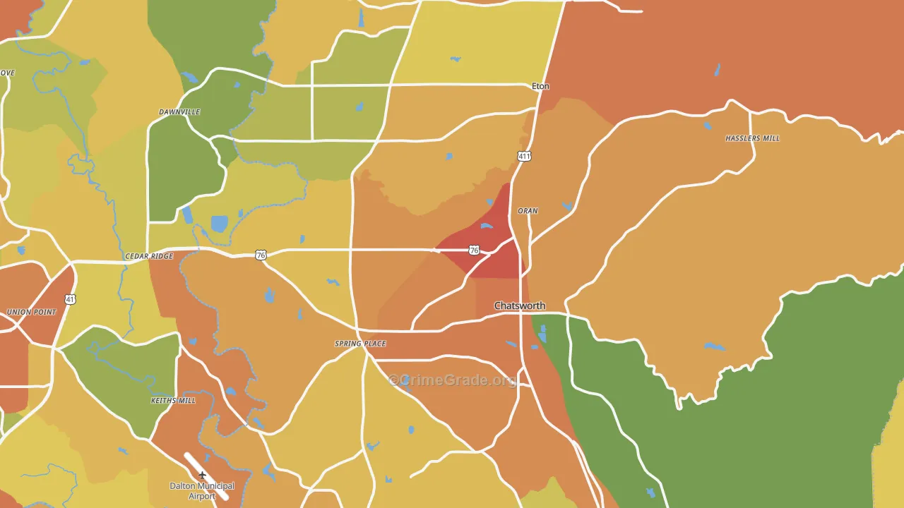 Murray County, GA Map of Burglary Rates