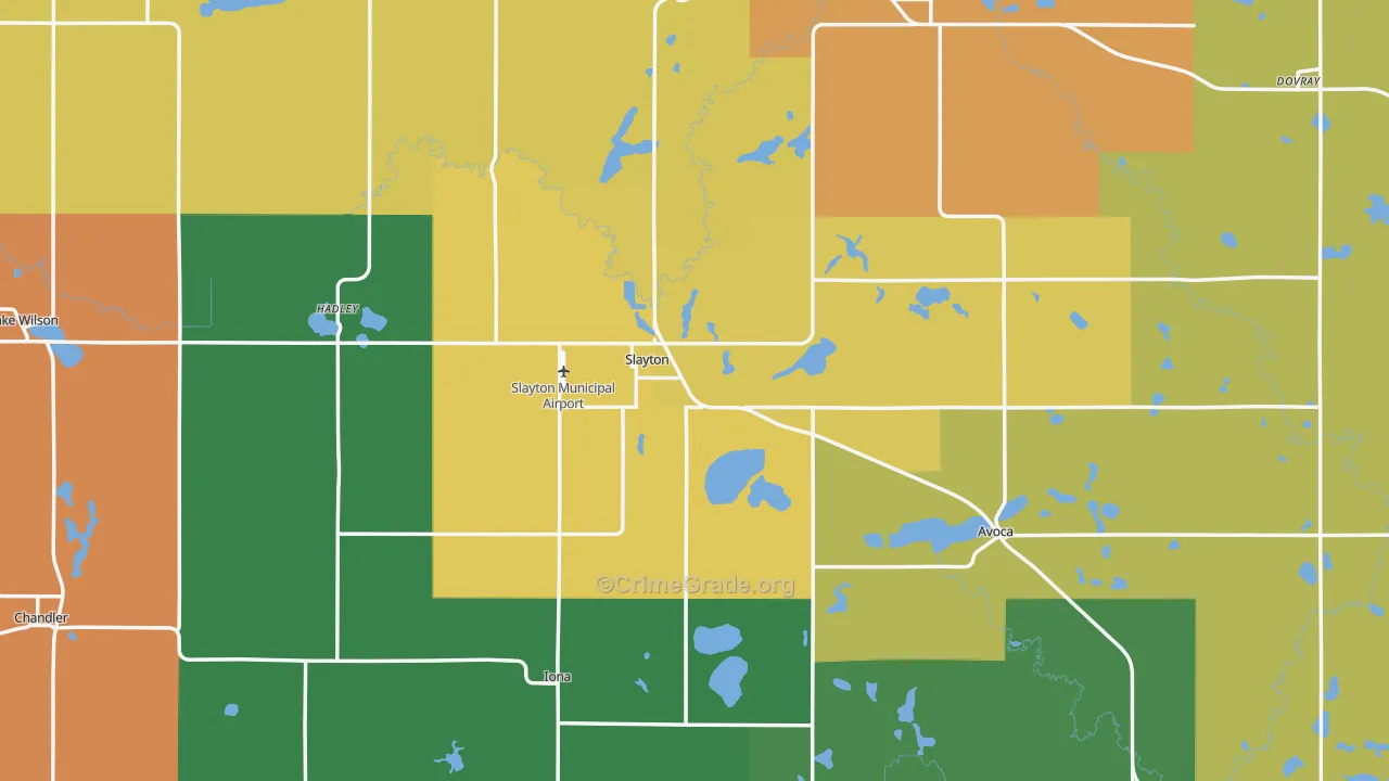 Murray County, MN Map of Burglary Rates
