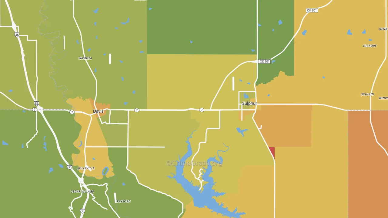Murray County, OK Map of Burglary Rates