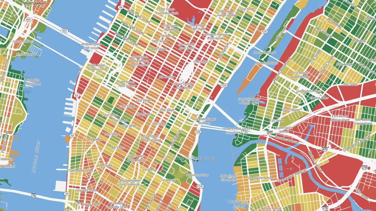 Murray Hill, Manhattan, NY Map of Burglary Rates