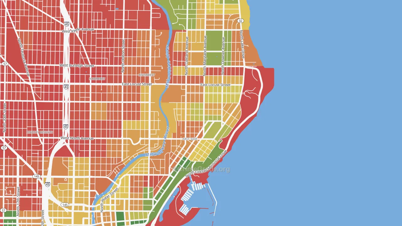 Murray Hill, Milwaukee, WI Map of Burglary Rates