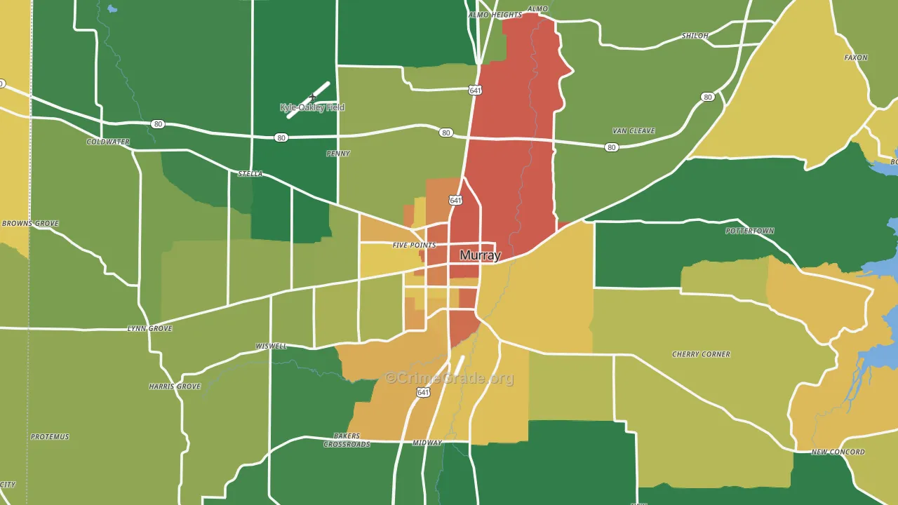 Murray, KY Map of Burglary Rates