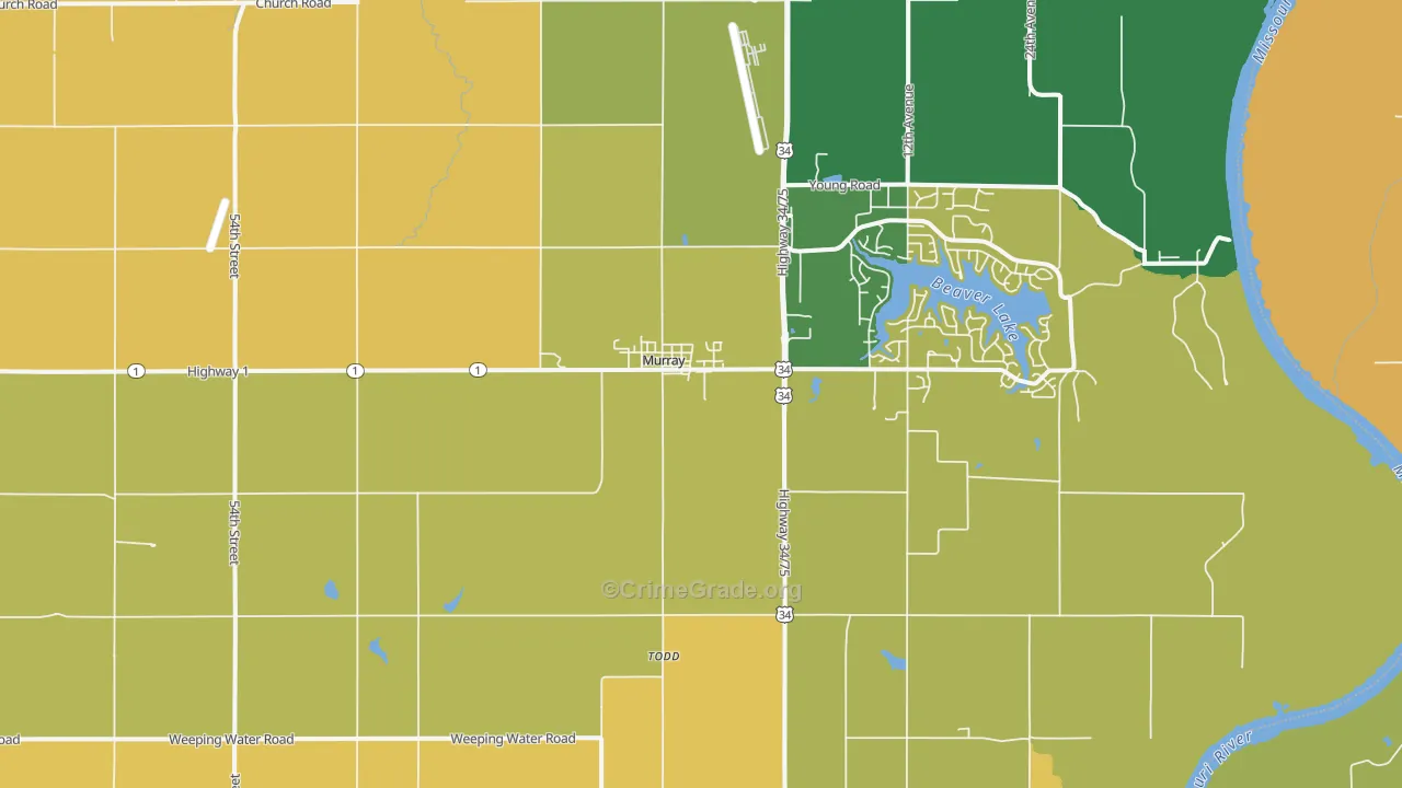 Murray, NE Map of Burglary Rates