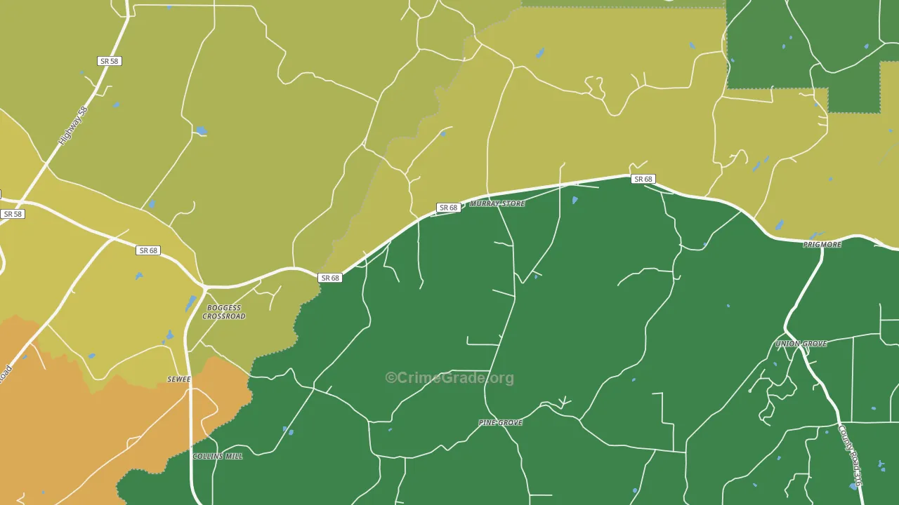 Murray Store, TN Map of Burglary Rates