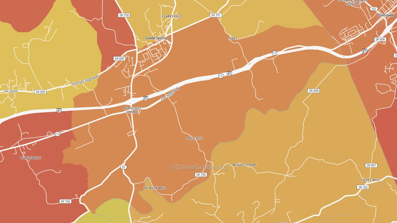 Murrayfield, VA Map of Burglary Rates