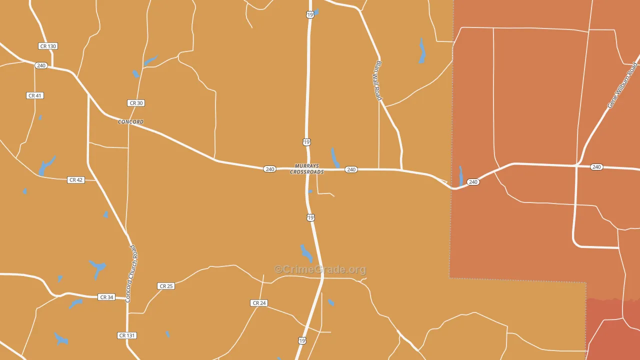 Murrays Crossroads, GA Map of Burglary Rates