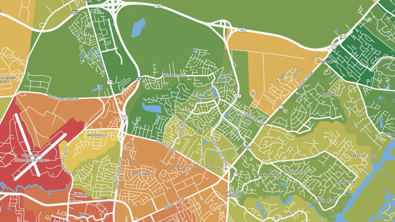 Murraysville, NC Map of Burglary Rates