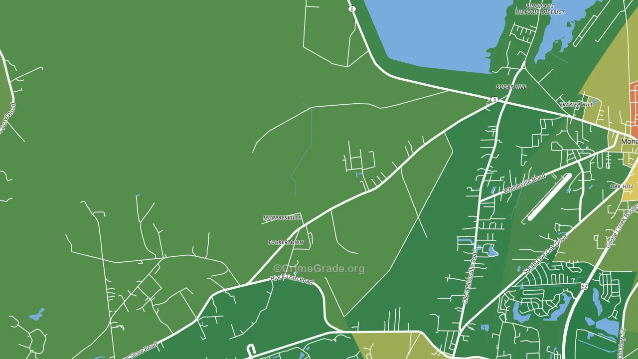 Murraysville, SC Map of Burglary Rates