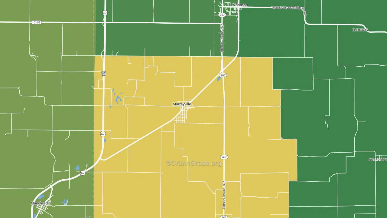 Murrayville, IL Map of Burglary Rates