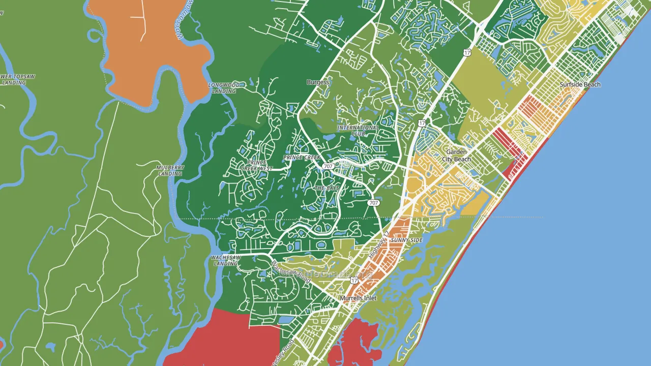 Murrells Inlet, SC Map of Burglary Rates