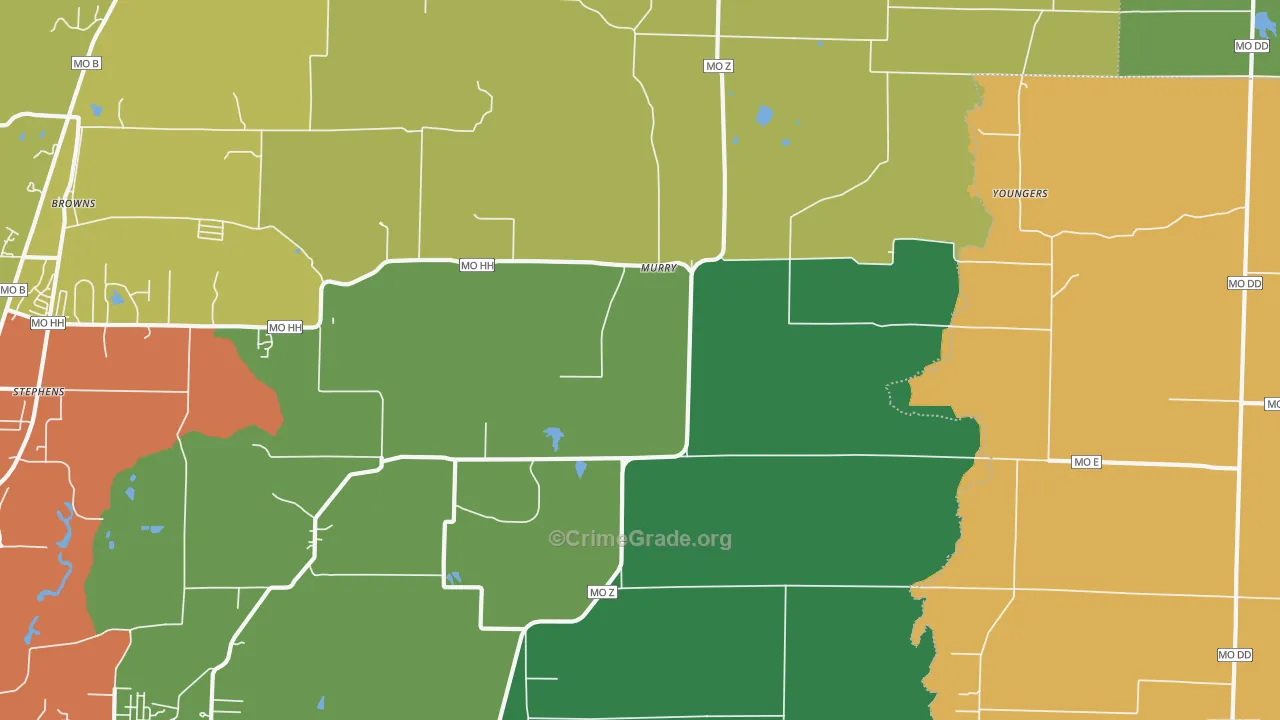 Murry, MO Map of Burglary Rates