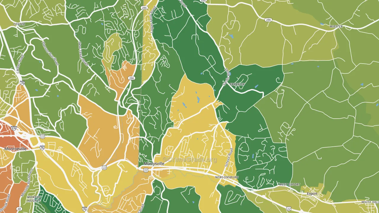 Murrysville, PA Map of Burglary Rates
