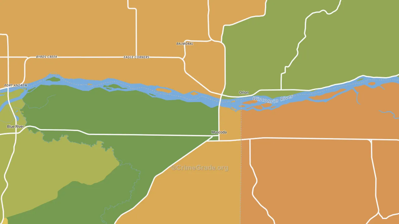 Muscoda, WI Map of Burglary Rates