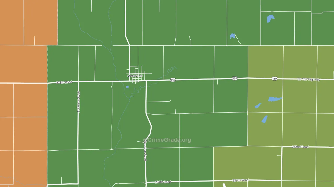 Muscotah, KS Map of Burglary Rates