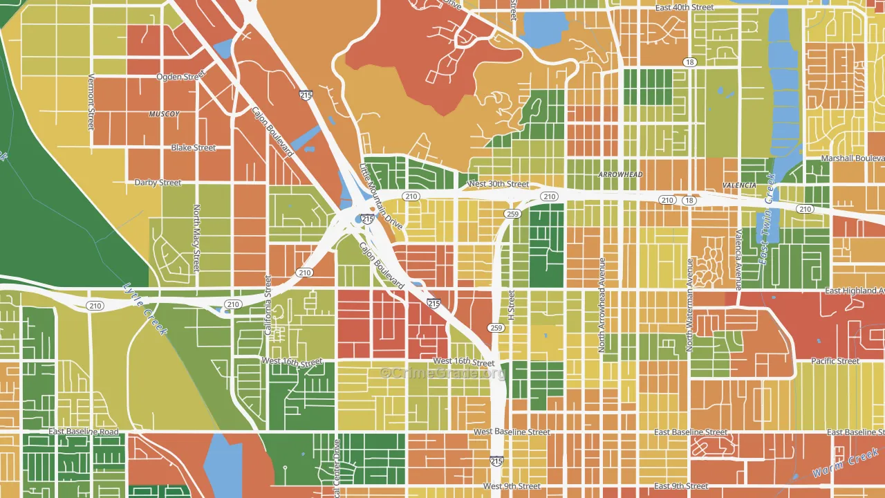 Muscupiabe, San Bernardino, CA Map of Burglary Rates