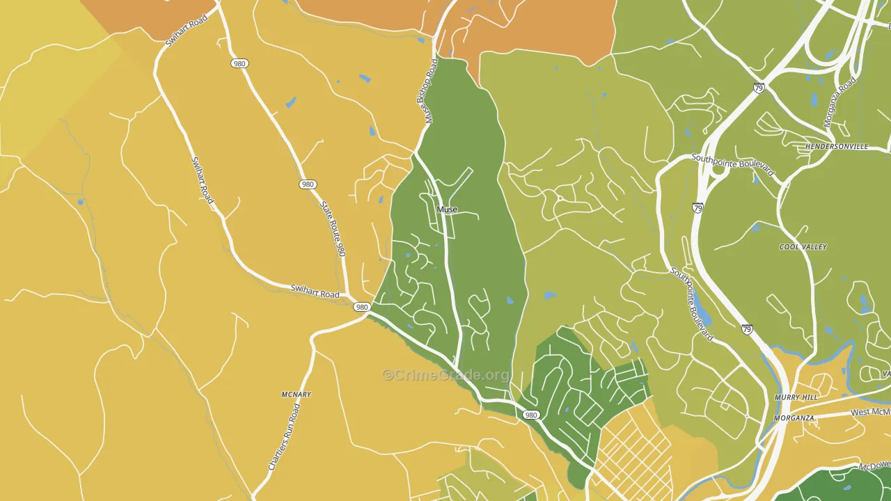 Muse, PA Map of Burglary Rates