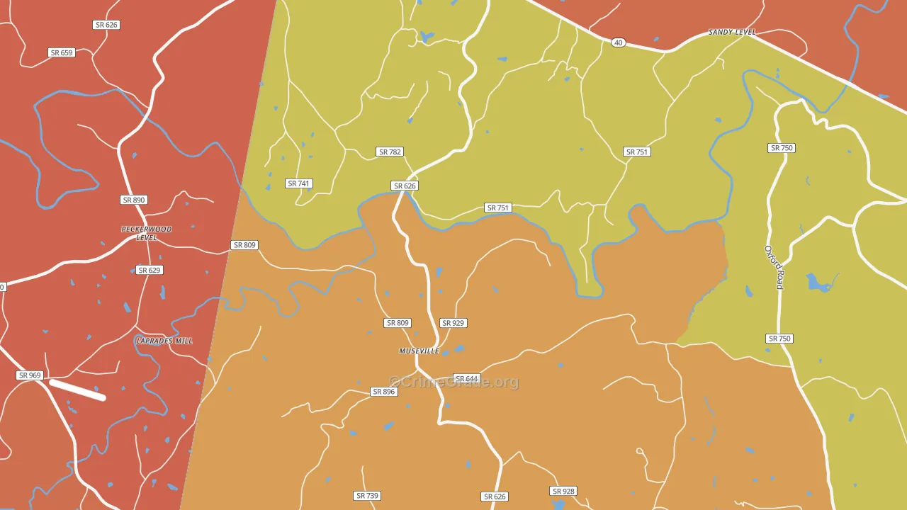 Museville, VA Map of Burglary Rates