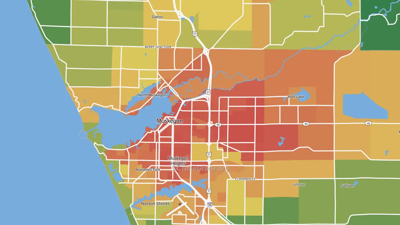Muskegon County, MI Map of Burglary Rates