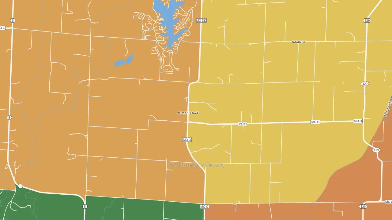 Musselfork, MO Map of Burglary Rates