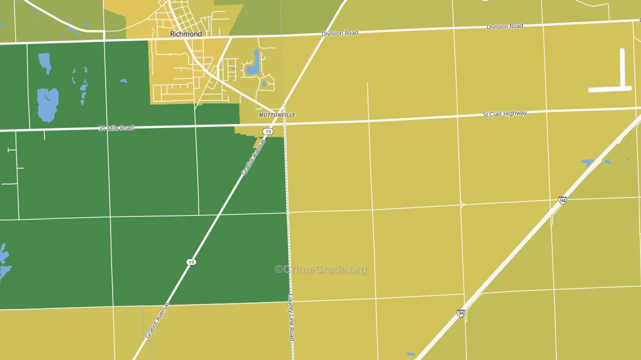 Muttonville, MI Map of Burglary Rates