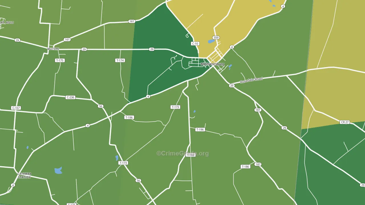 Mutual, OH Map of Burglary Rates