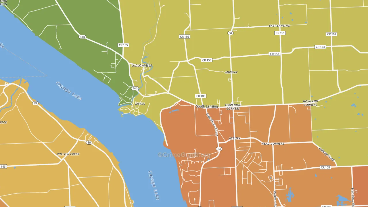 Myers, NY Map of Burglary Rates