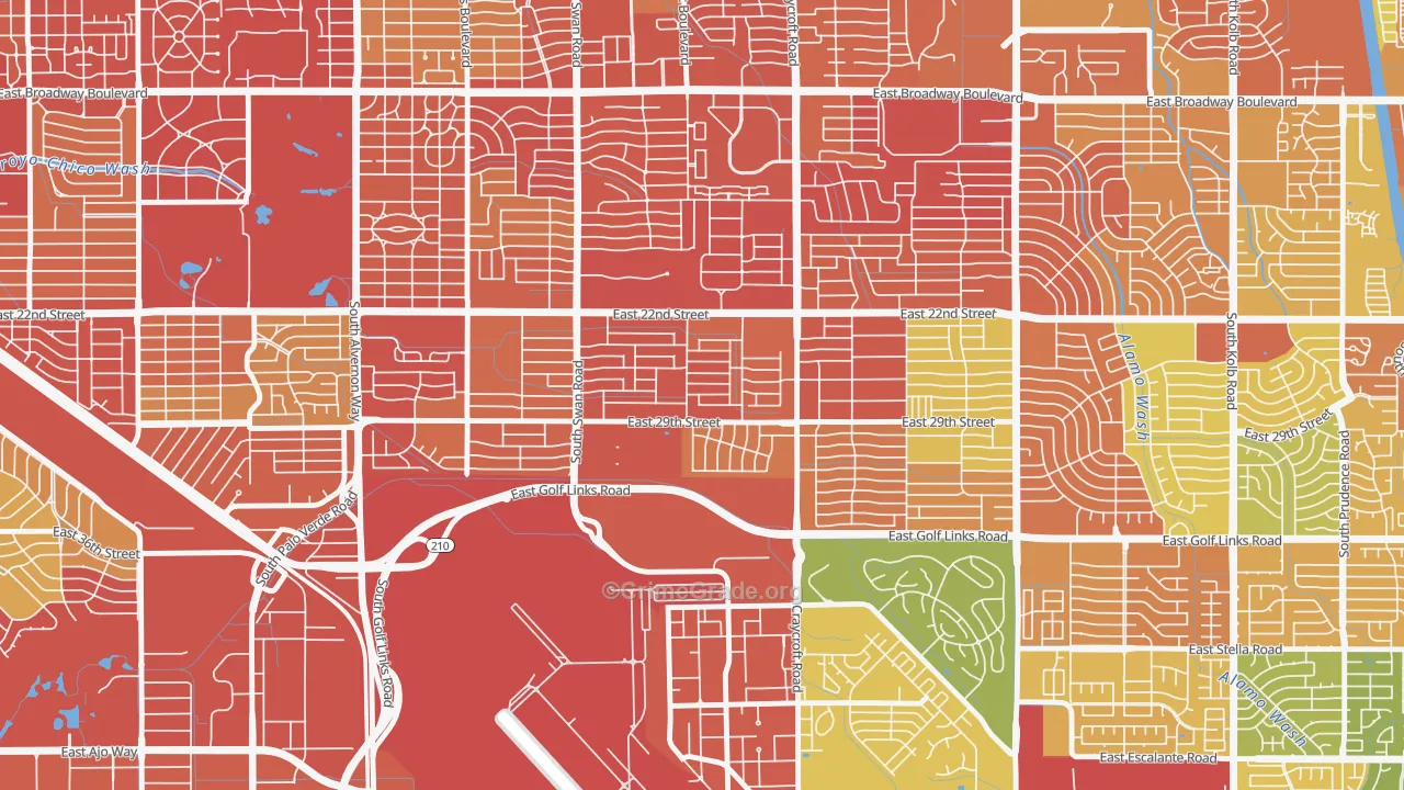 Myers, Tucson, AZ Map of Burglary Rates