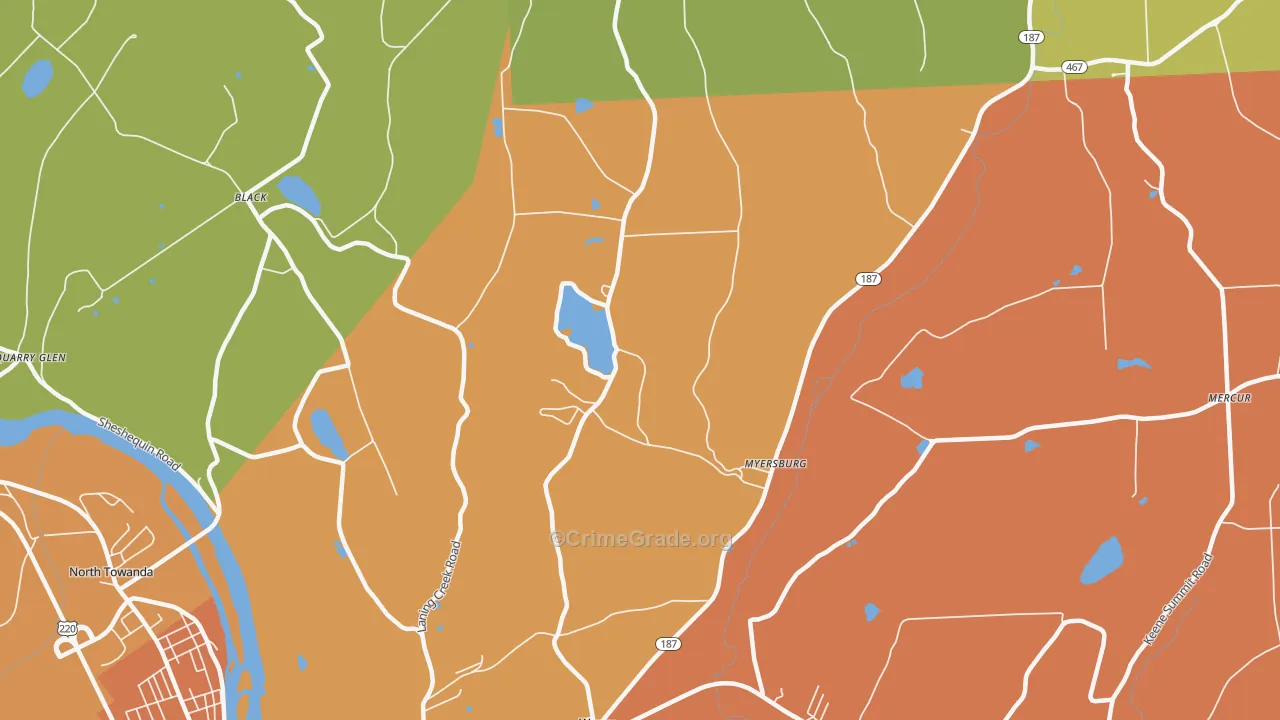 Myersburg, PA Map of Burglary Rates