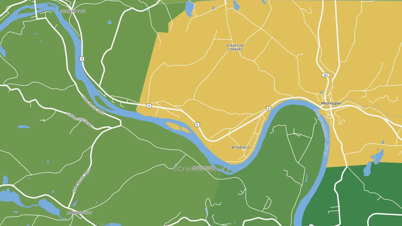 Myobeach, PA Map of Burglary Rates