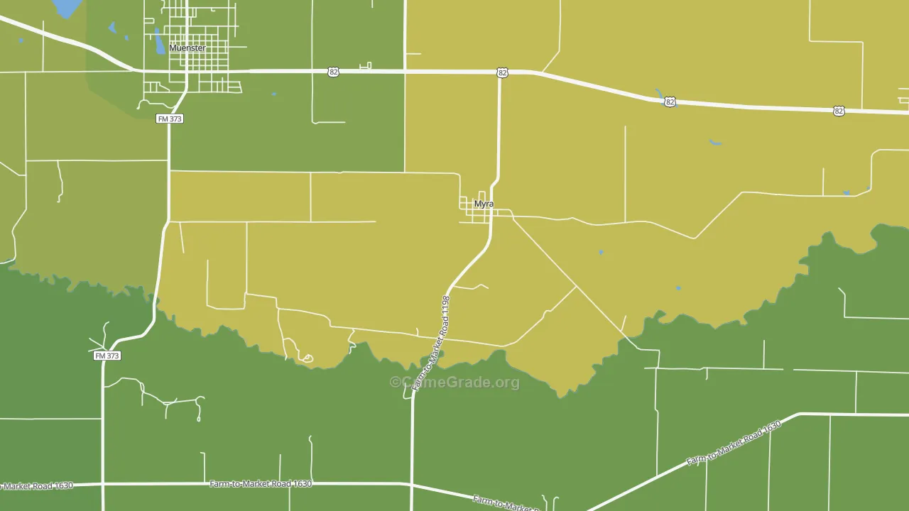 Myra, TX Map of Burglary Rates