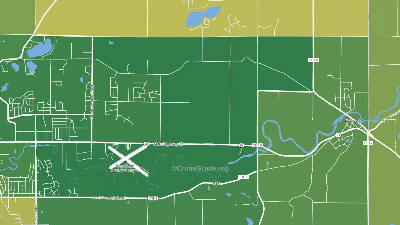 Myra, WI Map of Burglary Rates