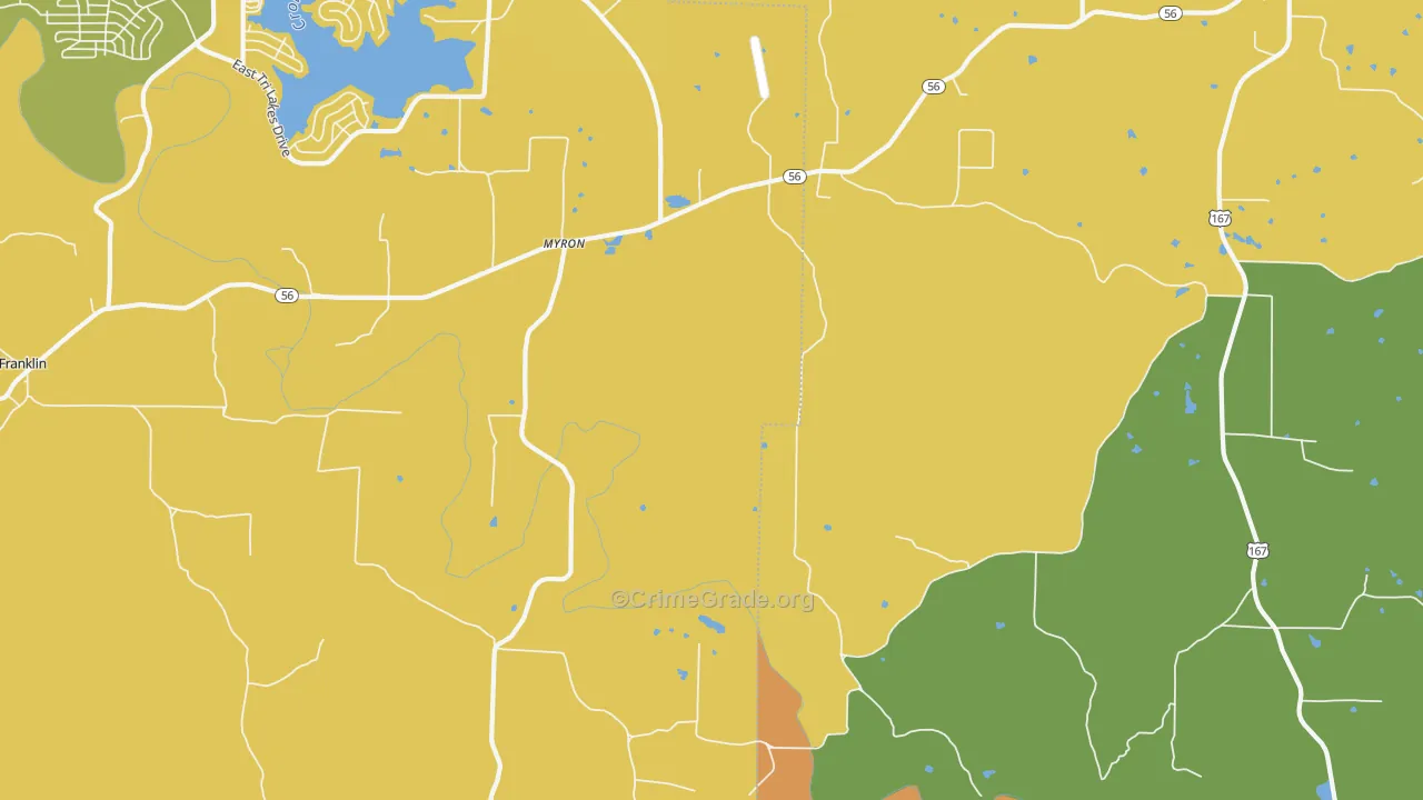 Myron, AR Map of Burglary Rates